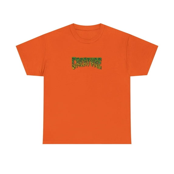 Creature Skateboard 90s Skulls Green Vintage Classic Skate TShirt Print - Orange / S