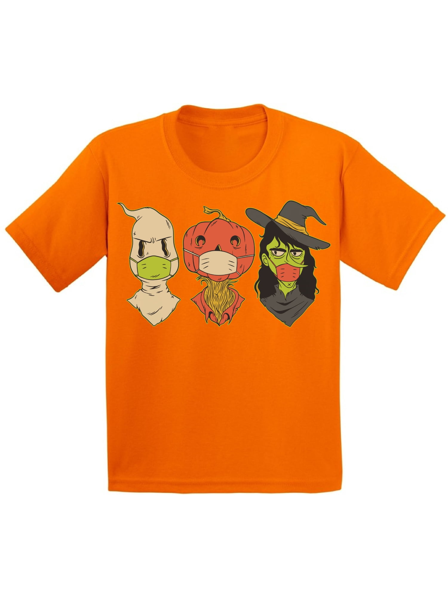 Creatures In Face Mask Halloween TShirt - Party Top Funny Tee Shirt for Kids Boys Girls - 6 to 15 Years Old