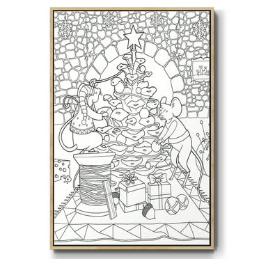 Creatures Stirring - Framed Gallery Wrapped Holiday Canvas - 17 x 25 - Natural Wood Frame