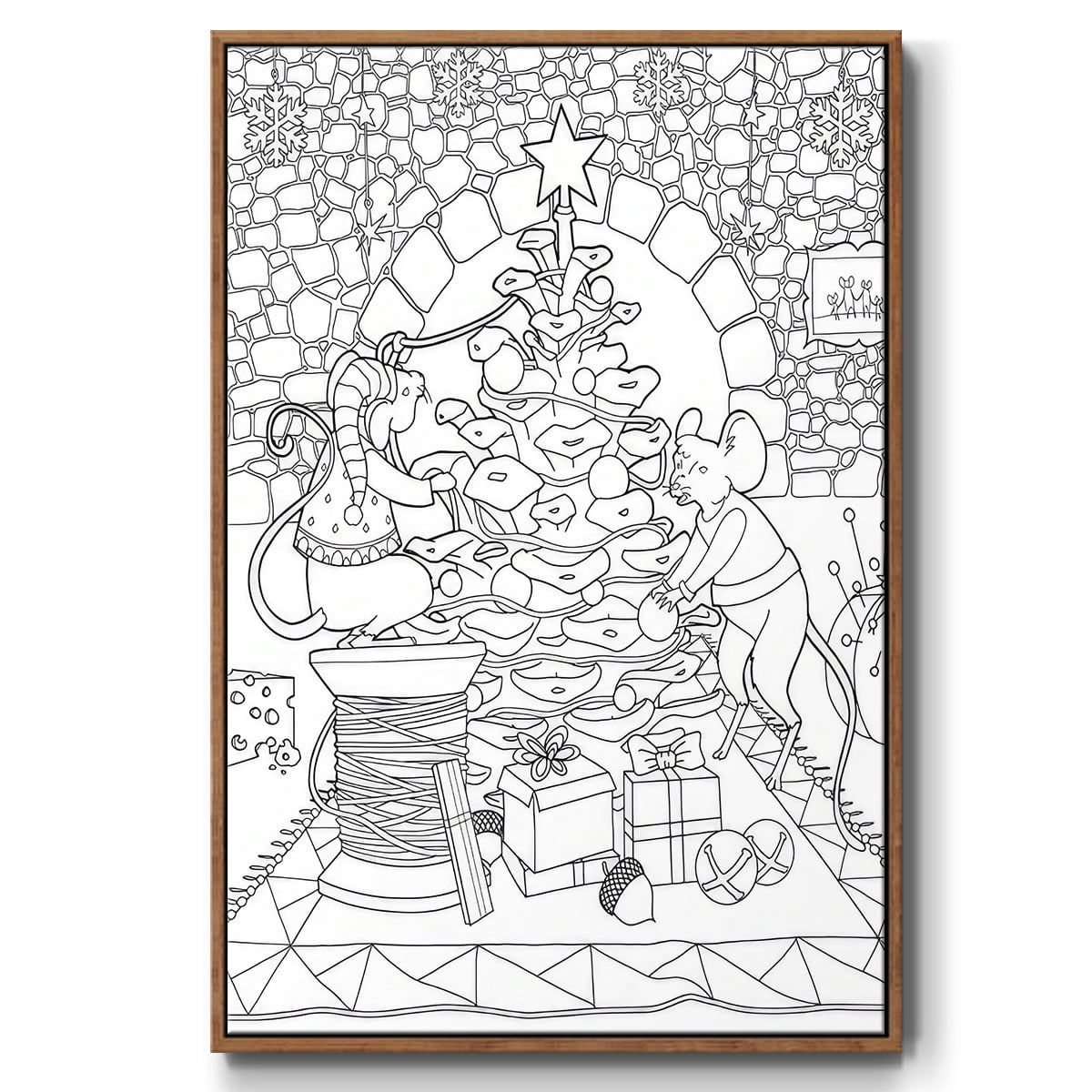 Creatures Stirring - Framed Gallery Wrapped Holiday Canvas - 17 x 25 - Rosewood Frame