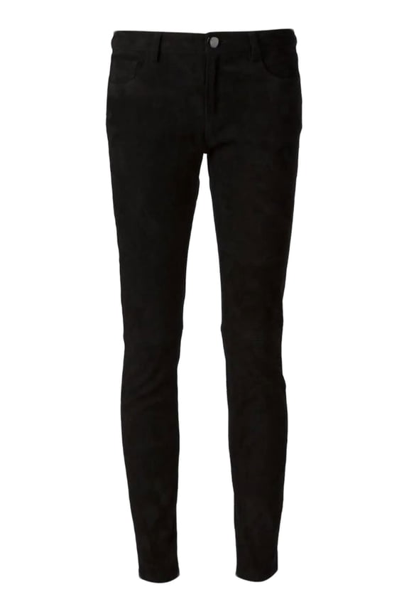 Women's Slim Fit Suede Trousers Sz 10 Black