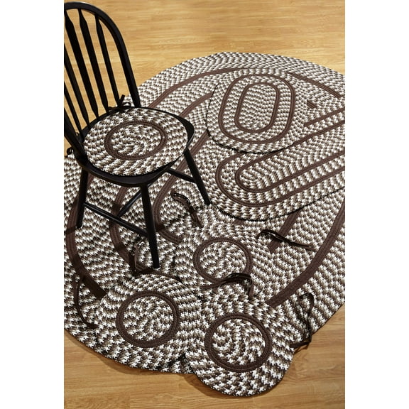 Better Trends Crecent 7PC Braided Rug Set, Chocolate – Includes 50"x80", 20"x30", 20"x60" Rugs & Four 15" Round Chair Pads, Reversible Indoor Polypropylene Rugs for Living Room, Kitchen, Entryway