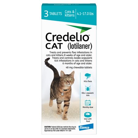 Credelio CAT Flea & Tick Infestation Prevention and Treatment for Cats 4.1-17 lbs. 3-Month Supply