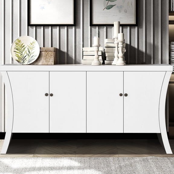 Credenza with Shelves | Retro Charm | Living Room Organization