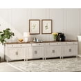 thumbnail image 1 of 135" Buffet Cabinet with 8 Doors & 4 Drawers, 134-Inch Mid-Century Modern Wood Coffee Bar Table & Kitchen Storage Cabinets, Farmhouse Sideboard Credenza for Dining Room, Rustic White, 1 of 8