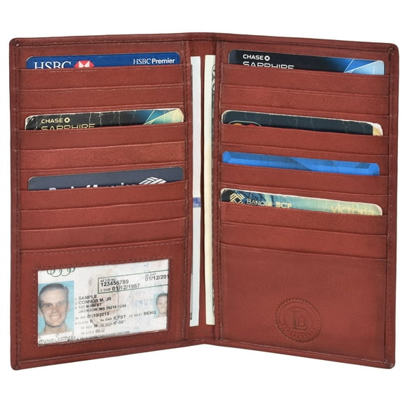 Credit Card Case Tall Wallet with 19 card slots by Leatherboss