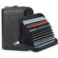 thumbnail image 1 of Credit Card Holder Blocking Credit Card Wallet 20 Slots Genuine Leather Small Card Case for Women or Men Accordion Wallet with Zipper(Black), 1 of 6