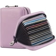 thumbnail image 1 of Credit Card Holder Blocking Credit Card Wallet 20 Slots Genuine Leather Small Card Case for Women or Men Accordion Wallet with Zipper(Purple), 1 of 6