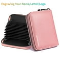 thumbnail image 1 of Credit Card Holder Genuine Leather Personalized Custom Laser Engraving Wallet for Women or Men 20 Card Slots RFID Blocking Accordion Wallet with Zipper, Pink, 1 of 8