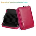 thumbnail image 1 of Credit Card Holder Genuine Leather Personalized Custom Laser Engraving Wallet for Women or Men 20 Card Slots RFID Blocking Accordion Wallet with Zipper, Rose, 1 of 8