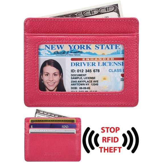 Credit Card Holder Genuine Leather Slim & Thin Pocket Wallet Minimalist Wallet Money Clip RFID Blocking