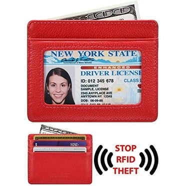Credit Card Holder Genuine Leather Slim & Thin Pocket Wallet Minimalist Wallet Money Clip RFID Blocking