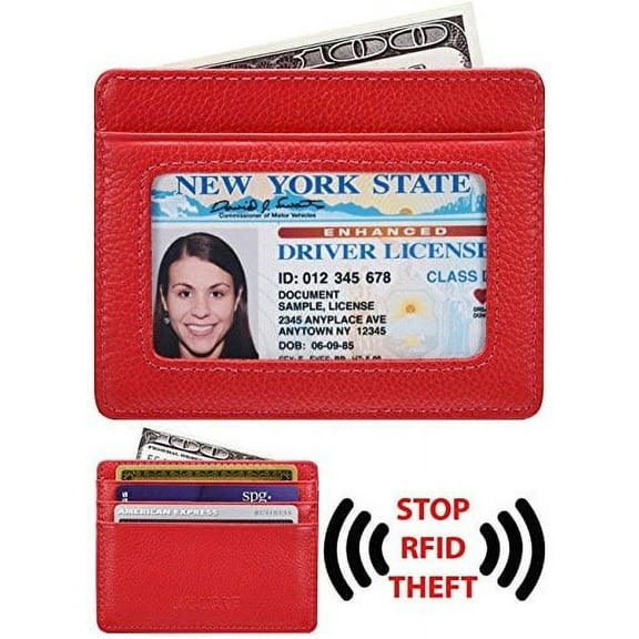 Credit Card Holder Genuine Leather Slim & Thin Pocket Wallet Minimalist Wallet Money Clip RFID Blocking