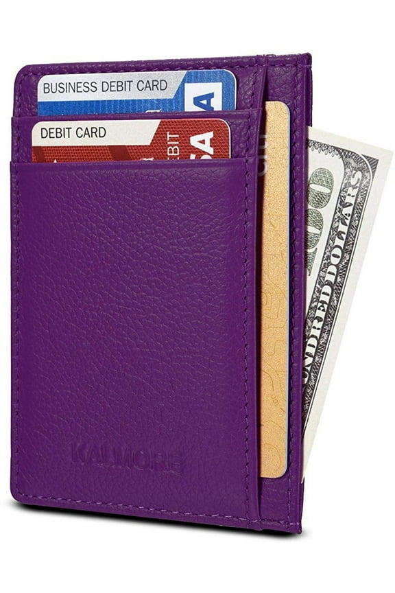 Credit Card Holder Genuine Leather Slim & Thin Pocket Wallet Minimalist Wallet Money Clip RFID Blocking