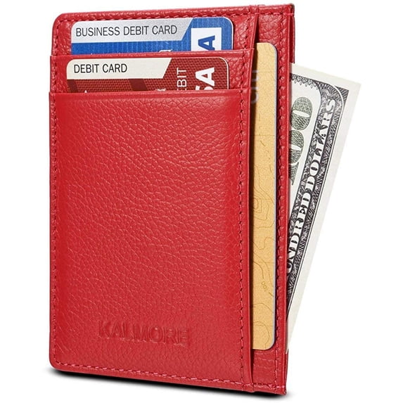 Credit Card Holder Genuine Leather Slim & Thin Pocket Wallet Minimalist Wallet Money Clip RFID Blocking