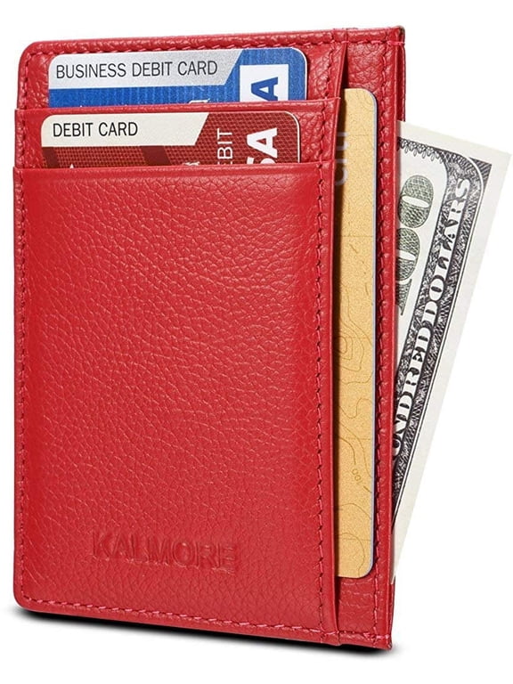 Credit Card Holder Genuine Leather Slim & Thin Pocket Wallet Minimalist Wallet Money Clip RFID Blocking