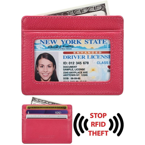 Credit Card Holder Genuine Leather Slim & Thin Pocket Wallet Minimalist Wallet Money Clip RFID Blocking