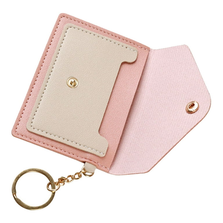 Raindrops Credit Card Holder Leather Card Case Women Leather Coin Purse Small Keychain Wallet Change Wallet Women s Pink