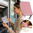 thumbnail image 1 of Credit Card Holder Organizer Wallet Binder Case Book for Men Women with 20 Card Slots, Small Card Case for IDs Gift Cards Business Cards, Zipper Wallet for Travel Daily Use, Pink, 1 of 3