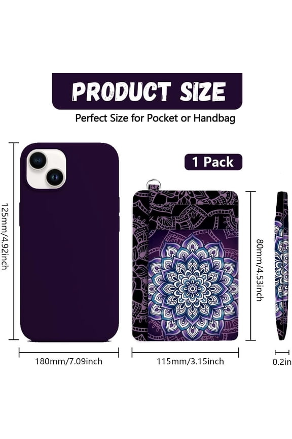 Credit Card Holder Slim Wallet Lotus Pattern RFID Wallet Women Front Pocket Small Card Holder Travel Cute Funny Thin Card Case ID Window PU Leather RFID Blocking Card Organizer Gifts