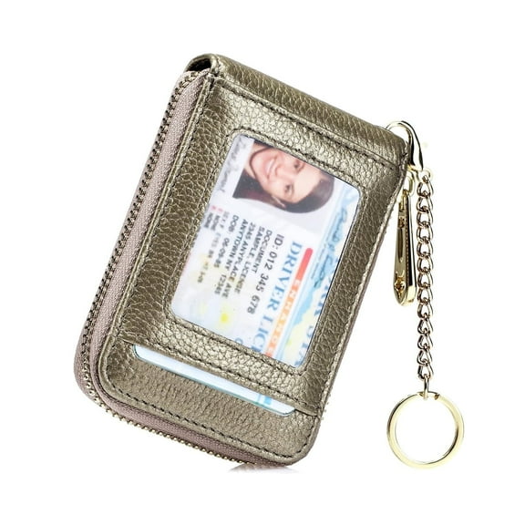 KAWELL Credit Card Holder, Small RFID Card Wallet Slim Leather Card Case with Keychain & ID Window