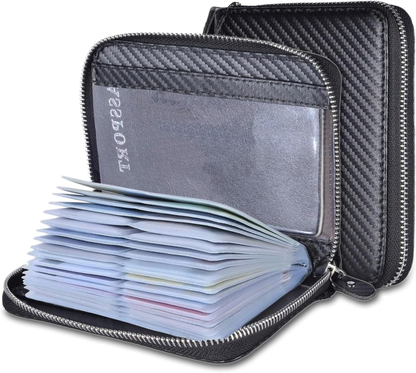 Credit Card Holder Wallet Large Leather Passport Case 42 Card Slots ...