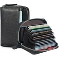 thumbnail image 1 of Credit Card Holder Wallet RFID Blocking Slim Genuine Leather Organizer Zipper Pocket Id Card Pouch Case Purse with 20 Card Slots for Women, 1 of 7