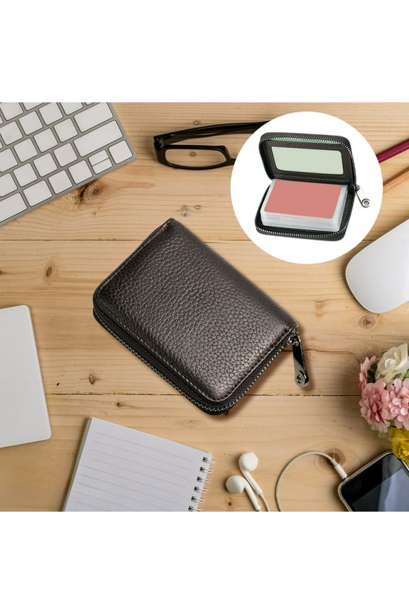 Credit Card Holder Wallet | Slim RFID Blocking Artificial Leather | Zipper Closure | Multiple Slots for ID Bank Cards Coins | Unisex | Compact 4.33x3.35x0.98 in | 1 Pack