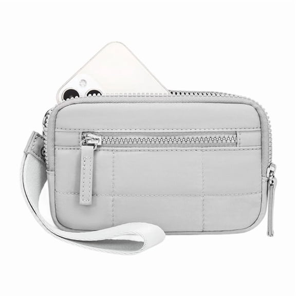 Credit Card Holder for Women,Quilted Wristlet Clutch Wallet Purses Zippers Keychain Wallet Coin Pouch with Wristlet Strap