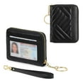 thumbnail image 1 of Credit Card Holder for Women,RFID Blocking PU Leather Zipper Keychain Wristlet Small Wallets with 14 Slots,1 ID Card Window, 1 of 7