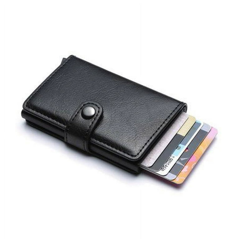 Card Holder Pop Up Cards Slim Leather Wallet RFID Protection Up to
