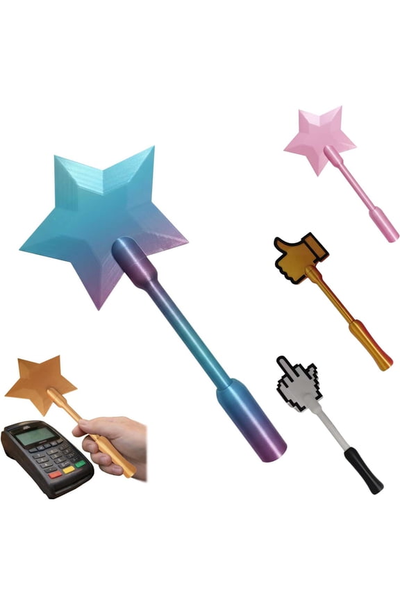 Credit Card Magic Wand, 3D Printed Tap to Pay Wand, Star Magic Wand Contactless Payment Card Holder for Magic Lovers (Blue)