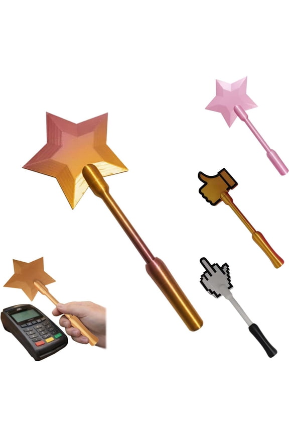 Credit Card Magic Wand, 3D Printed Tap to Pay Wand, Star Magic Wand Contactless Payment Card Holder for Magic Lovers (Gold)
