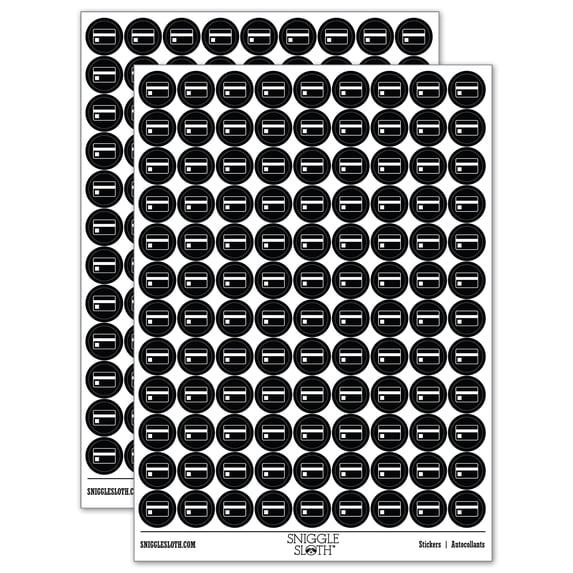 Credit Card Money Bills 200+ Round Stickers - Black - Matte Finish - 0.50" Size