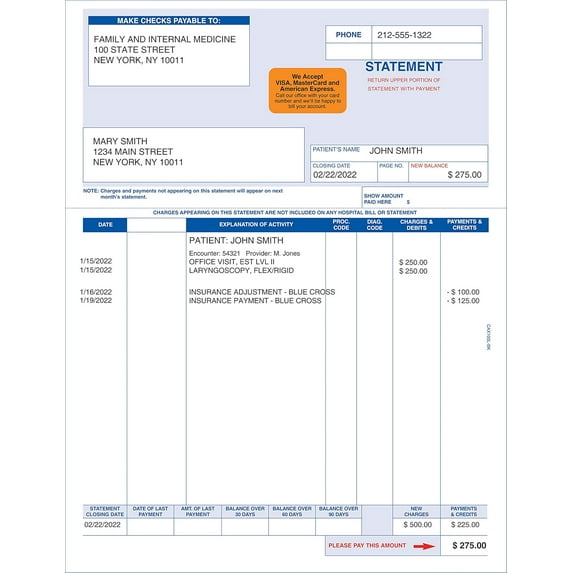 Credit Card Payment Reminder Label, Fluorescent Orange, 1-1/2" x 7/8", Permanent Adhesive, Patient Billing Notification, 250 Stickers/Box,