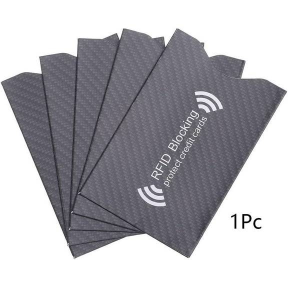 Credit Card Protection Sleeves, Fashion Anti-Theft Protection Credit Cards Protect, RFID Blocker Blocking Sleeve Carbon Fiber Vertical, Waterproof and Tear Resistant, Black