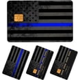 thumbnail image 1 of Credit Card Skin, Cute Debit Card Skin Sticker, 4Pcs Stylish Slim Anti-Wrinkling Removable Credit Card Sticker for Transportation, Key Blue Line USA Flag, 1 of 1