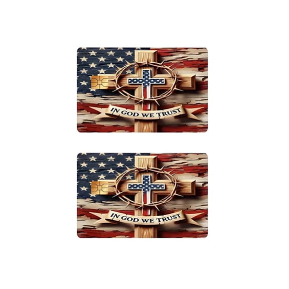 Credit Card Sticker Under Flag Design Waterproof Vinyl Decal For Standard Cards 2 Pack