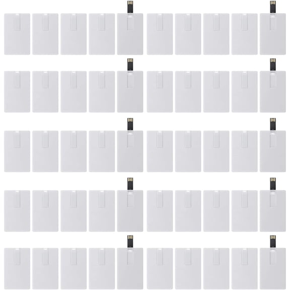 Credit Card USB2.0 Flash Drive 32GB 50 Pack Business Card Bank Card Shape Flash Drive Memory Stick Key Credit USB Drive White