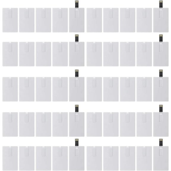 Credit Card USB2.0 Flash Drive 8GB 50 Pack Business Card Bank Card Shape Flash Drive Memory Stick Key Credit USB Drive White