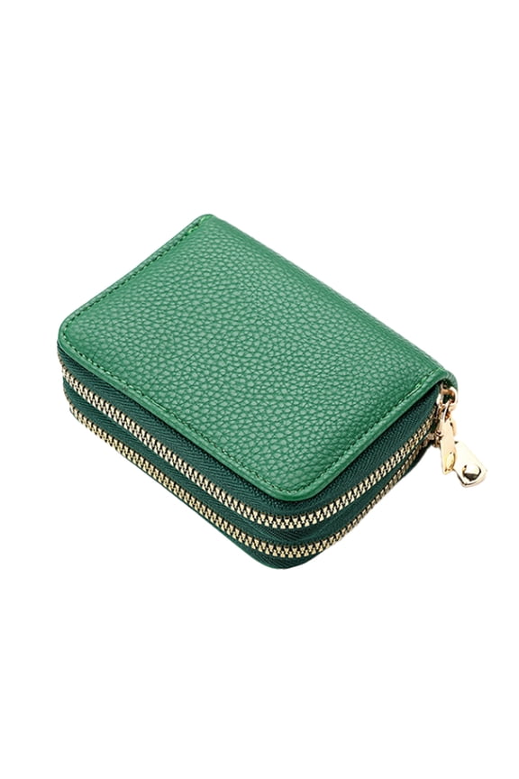 Credit Card Wallet, Zipper Card Cases Holder for Men Women, RFID Blocking, KeyChain Wallet, Compact Size - Emerald green