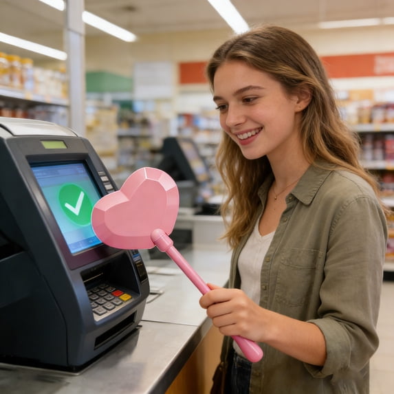 Credit Card Wand Tap to Pay Wand,Contactless Payment Card Holder,Waterproof Durable,Built-In Hidden Card Slot,for All Contactless Payment Systems and Suitable Scenarios Cards Payment(Heart-Shaped)