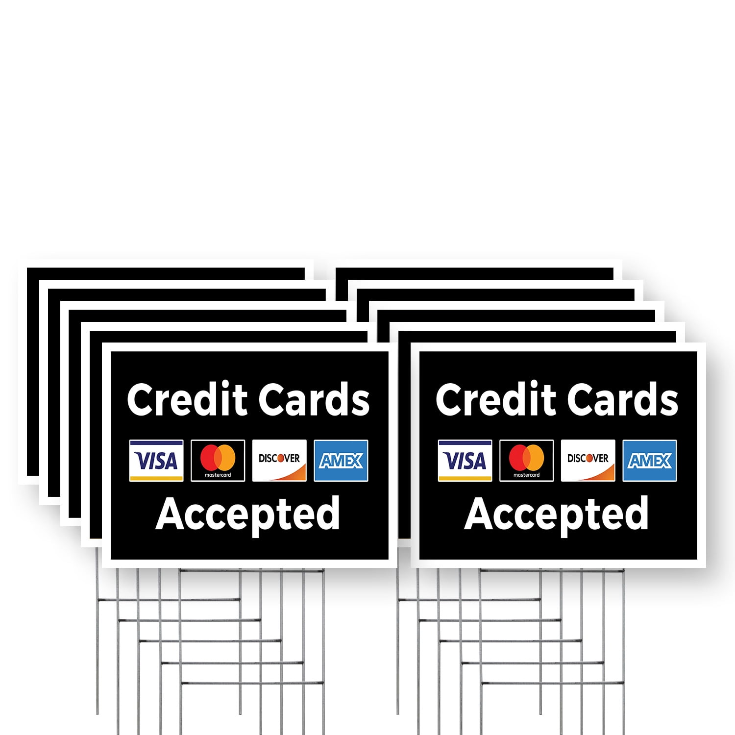 Credit Cards Accepted Yard Sign 10 Pack of 18 Inch x 24 Inch Double ...
