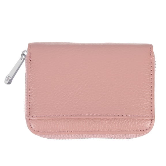 Toyandona Pink Cowhide Card Holder Portable Wallet Multi Card Storage Pouch