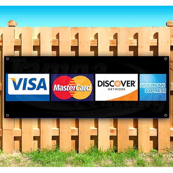 Credit Cards Logos 13 oz Vinyl Banner With Metal Grommets