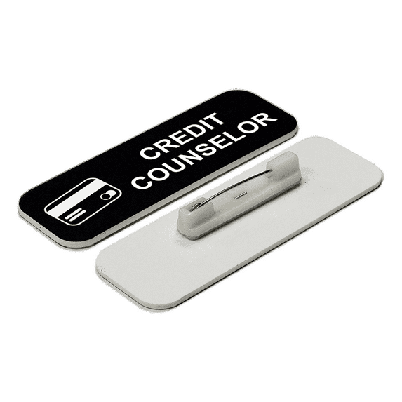 Credit Counselor 1 x 3" Name Tag/Badge, Black, (3 Pack)
