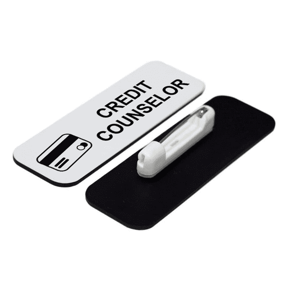 Credit Counselor 1 x 3" Name Tag/Badge, White, (3 Pack)