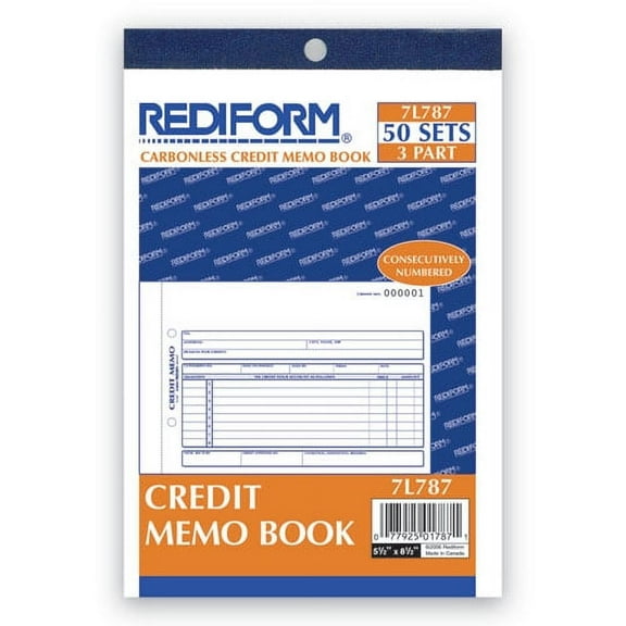Credit Memo Book, Three-Part Carbonless, 5.5 X 7.88, 1/page, 50 Forms | Bundle of 2 Each