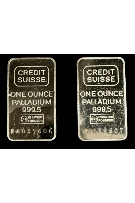 Consecutive Pair of 1 oz (2 oz) Palladium Bar - No Assay - Circulated