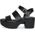 thumbnail image 1 of Credit- Women's Open Toe Double Band Ankle Buckle Block Heel Platform Lug Sole Sandal (Black PU, 5.5), 1 of 5